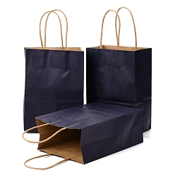 Полуночно-синий Бумажные мешки, подарочные пакеты, сумки для покупок, с ручками, темно-синий, 15x8x21 см