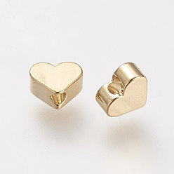 Real 18K Gold Plated Brass Beads, Nickel Free, Real 18K Gold Plated, Heart, 4.5x5.5x2.5mm, Hole: 1mm