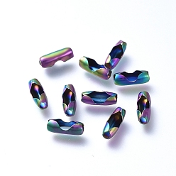 Rainbow Color Placage ionique (ip) 304 connecteurs de chaîne à billes en acier inoxydable, couleur arc en ciel, 7x2.8mm, Convient pour chaîne à billes 2mm/2.4mm