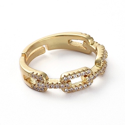 Золотой Регулируемые латунные пальцевые кольца, с микро проложить кубического циркония, прозрачные, золотые, размер США 7 (17.3 мм)