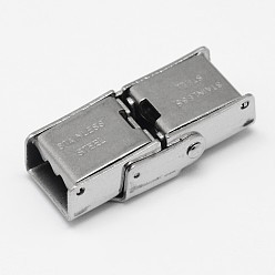 Stainless Steel Color Rectangle 201 Stainless Steel Watch Band Clasps, Stainless Steel Color, 25x12x7mm, Hole: 3x8mm