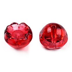 Red Transparent Spray Painted Glass Beads, Flower, Red, 9x13x13mm, Hole: 1.6mm