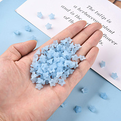 Cornflower Blue Transparent Acrylic Beads, Flower, Frosted, Cornflower Blue, 12x7mm, Hole: 1mm, about 4600pcs/500g