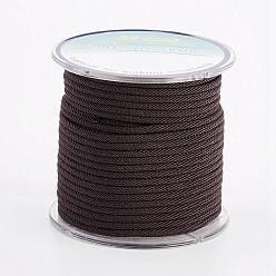 Brun De Noix De Coco Câblés en polyester rondes, cordes de milan / cordes torsadées, avec des bobines aléatoires, brun coco, 2.5mm, environ 10.93 yards (10m)/rouleau