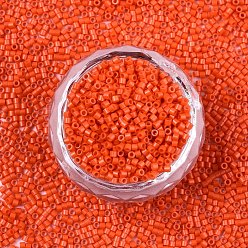 Orange Red 11/0 Grade A Glass Seed Beads, Cylinder, Uniform Seed Bead Size, Baking Paint, Orange Red, 1.5x1mm, Hole: 0.5mm, about 20000pcs/bag