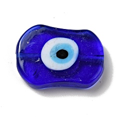 Синий Ручной зло бусины глаз, овальные, синие, 18x25x5 мм, отверстие : 1.6 мм