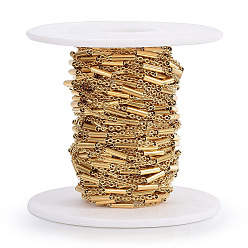 Golden Handmade Ion Plating(IP) 304 Stainless Steel Cable Chains, Soldered, with Spool, Column Beads, Flat Oval, Golden, 2mm, about 32.8 Feet(10m)/roll