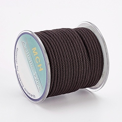 Brun De Noix De Coco Câblés en polyester rondes, cordes de milan / cordes torsadées, avec des bobines aléatoires, brun coco, 2.5mm, environ 10.93 yards (10m)/rouleau