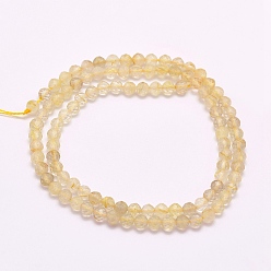 Rutilated Quartz Natural Gold Rutilated Quartz Beads Strands, Faceted, Round, 2mm, Hole: 0.5mm, about 223pcs/strand, 15.3 inch(39cm)