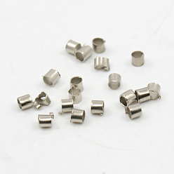 Platinum Brass Tube Crimp Beads, Lead Free & Nickel Free, Platinum, 2x2mm, Hole: 1mm