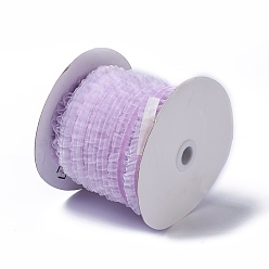 Lilac Nylon Elastic Ribbon, with Lace, for Jewelry Making, Lilac, 1 inch(25mm), 50yards/roll(45.72m/roll)
