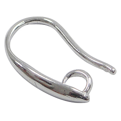 Platinum Brass Earring Hooks, with Horizontal Loop, Nickel Free, Platinum, about 8mm wide, 15mm long, hole: 2mm, 18 Gauge, Pin: 1mm