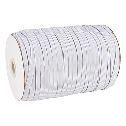 Белый 1/4 канатный шнур плоский плетеный эластичный, эластичный эластичный трикотаж с катушкой, белые, 6 мм, около 190~200 ярдов / рулон (570~600 футов / рулон)