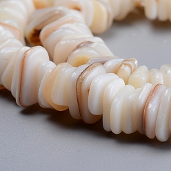 White Natural Freshwater Shell Beads Strands, Shell Shards, Disc, White, 6~10x5~7x1.5~2.5mm, Hole: 1.2mm, about 190pcs/strand, 15.75 inch(40cm)