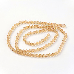 Sandy Brown Imitation Austrian Crystal 5301 Bicone Beads, Faceted Glass Beads Strands, Sandy Brown, 4x4mm, Hole: 1mm, about 88~89pcs/strand, 12.99~13.39 inch