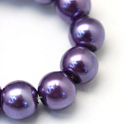 Indigo Baking Painted Glass Pearl Bead Strands, Pearlized, Round, Indigo, 3~4mm, Hole: 0.5mm, about 195pcs/strand, 23.6 inch