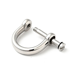 Stainless Steel Color 304 Stainless Steel D-Ring Anchor Shackle Clasps, Stainless Steel Color, 18x18.5x6mm
