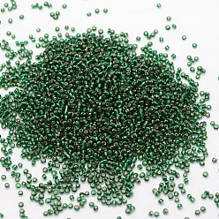 Dark Cyan 12/0 Transparent Glass Round Seed Beads, Grade A, Silver Lined, Dark Cyan, 1.8~2.0mm, Hole: 0.8mm, about 28000pcs/pound