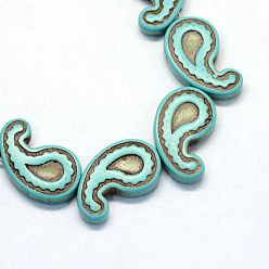 Turquoise Synthetic Turquoise Bead Strands, Tadpole, Dyed, Turquoise, 21x12.5x4mm, Hole: 1.5mm, about 22pcs/strand, 15.7'
