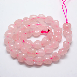 Quartz Rose Perles coeur rose naturel de quartz brins, 10x10x5~7mm, Trou: 1mm, Environ 42 pcs/chapelet, 15.75 pouce