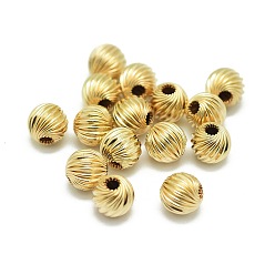 Rempli D'or Véritable Perles ondulées fourrées d'or jaune, 1/20 14 k rempli d'or, sans cadmium et sans nickel et sans plomb, ronde, 5x4.4mm, Trou: 1.4mm