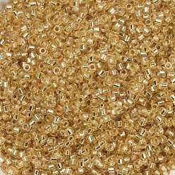 Goldenrod Cylinder Seed Beads, Silver Lined, Round Hole, Uniform Size, Goldenrod, 2x1.5mm, Hole: 0.8mm, about 40000pcs/bag, about 450g/bag