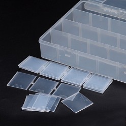 Clear Polypropylene Plastic Bead Storage Containers, Adjustable Dividers Box, Removable, 24 Compartments, Rectangle, Clear, 334x223x50mm