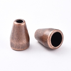 Red Copper Tibetan Style Alloy Bead Cone, Cadmium Free & Nickel Free & Lead Free, Red Copper, 11x8mm, Hole: 2.5mm