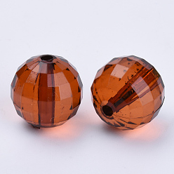 Coconut Brown Transparent Acrylic Beads, Faceted, Round, Coconut Brown, 8x8mm, Hole: 1.5mm, about 1770pcs/500g