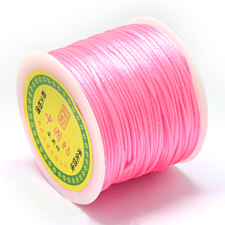 Ярко-Розовый Нейлоновая нить, гремучий атласный шнур, ярко-розовый, 1.5 мм, около 100 ярдов / рулон (300 футов / рулон)