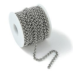 Stainless Steel Color 304 Stainless Steel Rolo Chains, Belcher Chain, Unwelded, Stainless Steel Color, 5x1.5mm