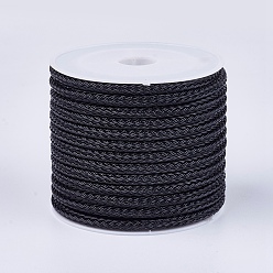 Black Braided Steel Wire Rope Cord, Black, 3mm, about 5.46 yards(5m)/roll