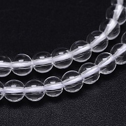 Clear Round Natural Grade A Quartz Crystal Beads Strands, Rock Crystal Beads, Clear, 4mm, Hole: 1mm, about 98pcs/strand, 15.5 inch