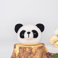 Panda Cartoon Animal Shape Needle Felting Starter Kit, with Plastic Craft Eye & Foam, Needle Felting Kit for Beginners Arts, Panda Pattern, 100x80x25mm