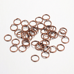 Red Copper Iron Open Jump Rings, Nickel Free, Red Copper, 6x0.7mm, 21 Gauge, Inner Diameter: 4.6mm, about 18000pcs/1000g