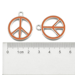 Mixed Color Alloy Enamel Pendants, Lead Free and Cadmium Free, Peace Sign, Platinum Metal Color, Mixed Color, 29x24.5x2mm, Hole: 3mm