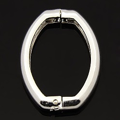 Silver Brass Shortener Clasps, Twister Clasps, Oval Ring, Silver Color Plated, 27x20x3.5mm