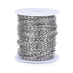 Stainless Steel Color 304 Stainless Steel Venetain Chains, Box Chains, with Spool, Unwelded, Stainless Steel Color, 3.5x2x1mm, about 328.08 Feet(100m)/roll