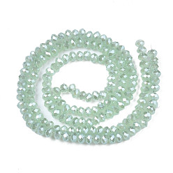 Medium Aquamarine Electroplate Imitation Jade Glass Beads Strands, Full Rainbow Plated, Faceted, Rondelle, Medium Aquamarine, 3x2mm, Hole: 1mm, about 160~165pcs/strand, 15.35 inch~15.75 inch(39~40cm)