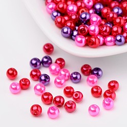 Mixed Color Valentine's Mix Glass Pearl Beads Sets, Pearlized, Mixed Color, 4mm, Hole: 1mm, about 400pcs/bag