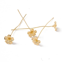 Golden Brass Flower Head Pins, Golden, 48mm, Pin: 21 Gauge(0.7mm), Flower: 10mm in diameter