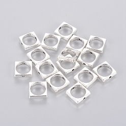 Antique Silver Tibetan Style Alloy Bead Frames, Lead Free and Cadmium Free, Square, Antique Silver, 11x11x3mm, Hole: 8mm