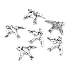 Antique Silver Alloy Pendants, Bird, Lead Free and Cadmium Free, Antique Silver, 17.5x22.5x1.5mm, Hole: 2mm