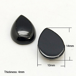 Black Agate Natural Gemstone Cabochons, teardrop, Black Agate, 14x10x4mm