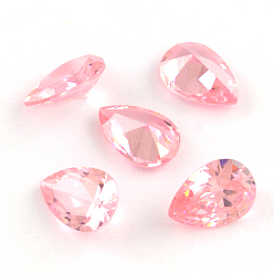 Pearl Pink Teardrop Shaped Cubic Zirconia Pointed Back Cabochons, Faceted, Pearl Pink, 10x8mm