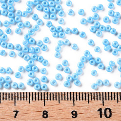 Light Sky Blue 11/0 Grade A Round Glass Seed Beads, Baking Paint, Light Sky Blue, 2.3x1.5mm, Hole: 1mm, about 48500pcs/pound
