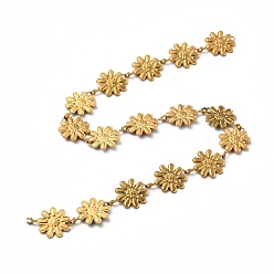 Золотой 304 из нержавеющей стали цепи связи цветок, с разноцветной эмалью,, пайки, с катушкой, золотые, 10x1~2 мм