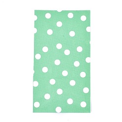 Vert Clair Sacs en papier kraft écologiques à motif à pois, sacs-cadeaux, sacs à provisions, rectangle, vert clair, 24x13x8 cm