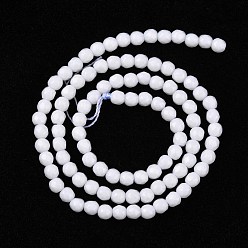White Synthetic White Agate Beads Strands, Dyed & Heated, Faceted, Round, White, 4mm, Hole: 1mm, about 90pcs/strand, 16 inch