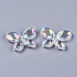 Clear AB Transparent Acrylic Beads, AB Color, Butterfly, Faceted, Clear AB, 23x29x4mm, Hole: 1.6mm